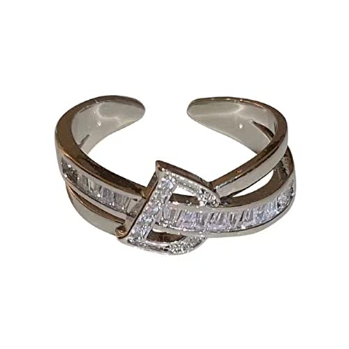 Wilitto Damen-Fingerring, Silber, D-Buchstabe, hohl, Persönlichkeit, funkelnder Strass, Fingerring, kalt und leicht, luxuriöser Mikro-eingelegter Ring, Modeschmuck, silber, Fingerring von Wilitto