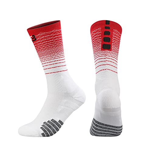 Wilitto Gradient Socken Stitching Flat Absorb Sweat Calf Length Mid Calf Gradient Outdoor Socken für Sport, rot, Zifferblatt-Stil von Wilitto