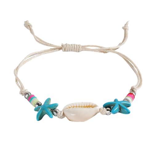 Wilitto Handgefertigter Strandschmuck für Damen, Muschelarmband mit Seestern-Anhänger, Bohemian-Stil, Strandschmuck, Muschel, Sekundärer Stein von Wilitto