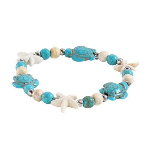 Wilitto Handgefertigter Strandschmuck für Damen, Muschelarmband mit Seestern-Anhänger, Bohemian-Stil, Strandschmuck, Muschel, Sekundärer Stein von Wilitto