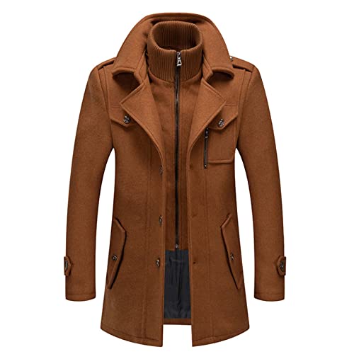 Wilitto Trenchcoat einfache Taschen mittleren Länge warme Jacke Khaki M von Wilitto