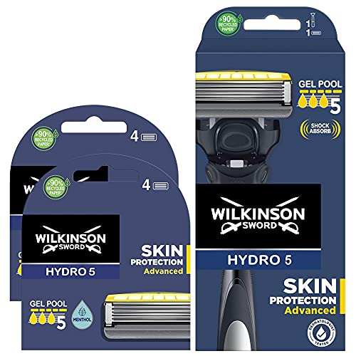 Wilkinson - Pack Sword Hydro 5 + 8 Energizer Mint Rasierklingen. 5-Klingen-Rasierer mit Stoßdämpfungstechnologie von Wilkinson Sword