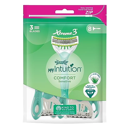 Wilkinson Sword - MyIntuition Comfort Sensitive Xtreme 3 - Einwegrasierer - Rasierer mit 3 flexiblen Klingen für Damen - Gleitstreifen mit Aloe und Jojoba - 8 Stück von Wilkinson Sword