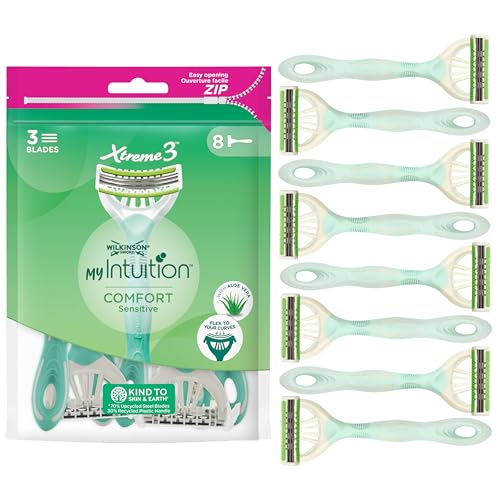 Wilkinson Sword - MyIntuition Comfort Sensitive Xtreme 3 - Einwegrasierer - Rasierer mit 3 flexiblen Klingen für Damen - Gleitstreifen mit Aloe und Jojoba - 8 Stück von Wilkinson Sword