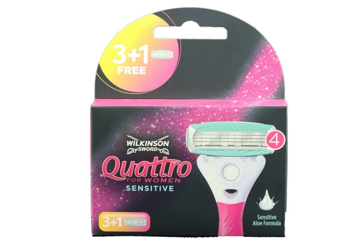 Wilkinson Rasierklingen Quattro For Women Sensitiv Rasierklingen Ersatzklingen (3+1) Aloe Vera von Wilkinson