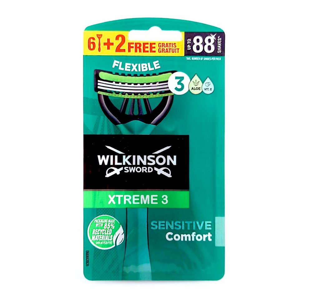 Wilkinson Rasierklingen Wilkinson Xtreme 3 Sensitive Comfort Einwegrasierer, 8er Pack von Wilkinson