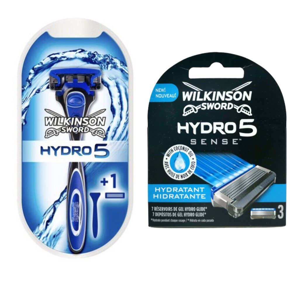 Wilkinson Rasierset Wilkinson Sword Hydro 5 1x Rasierer Inkl. 1x Klinge + 3x Klingen, 5-tlg., Rasierset Shave Gillette kompatibel Wechselklinge Beauty, Flexible Klingen Für empfindliche Haut Rasur Rasierset Gleitstreifen von Wilkinson