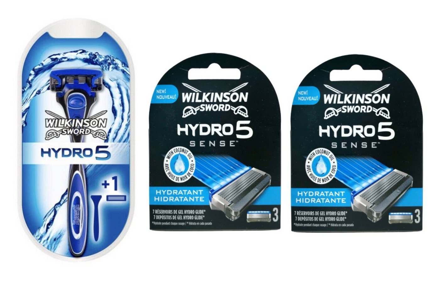 Wilkinson Rasierset Wilkinson Sword Hydro 5 1x Rasierer Inkl. 1x Klinge + 6x Klingen, 8-tlg., Rasierset Shave Gillette kompatibel Wechselklinge Beauty, Flexible Klingen Für empfindliche Haut Rasur Rasierset Gleitstreifen von Wilkinson