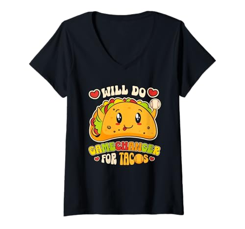 Damen Will Do Gamechanger for Tacos Lustiger Taco-Liebhaber mit mexikanischem Essen T-Shirt mit V-Ausschnitt Damen Will Do Gamechanger for Tacos Lustiger Taco-Liebhaber mit mexikanischem Essen T-Shirt mit V-Ausschnitt von Will Do Gamechanger For Tacos Mexican Food