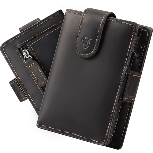 WillFire® MagFlap | Geldbörse Herren | Extra Schlüsselanhänger | Leder Kartenetui für 10-12 Karten | RFID geschützt | Einzigartiger Magnetverschluss | Inkl. Geschenkverpackung [Black] von Will Fire