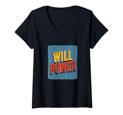 Damen Buntes Willenskraft-Kostüm für Mann und Frau T-Shirt mit V-Ausschnitt Damen Buntes Willenskraft-Kostüm für Mann und Frau T-Shirt mit V-Ausschnitt von Will Power Outfit