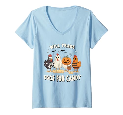 Damen Will Trade Eggs for Candy T-Shirt mit V-Ausschnitt Damen Will Trade Eggs for Candy T-Shirt mit V-Ausschnitt von Will Trade Eggs for Candy Funny Saying Halloween