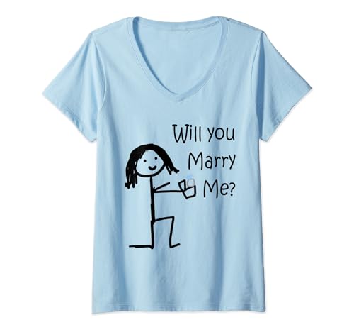Damen Willst du mich heiraten? Heiratsantrag Hochzeit, Verlobung T-Shirt mit V-Ausschnitt Damen Willst du mich heiraten? Heiratsantrag Hochzeit, Verlobung T-Shirt mit V-Ausschnitt von Will You Marry Me? Funny Marriage proposal ideas
