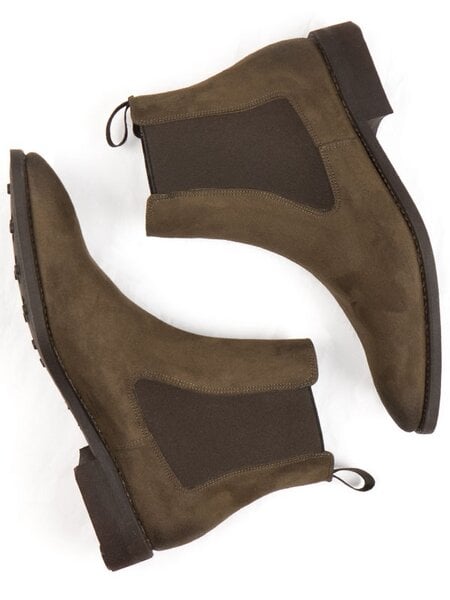 Will's Vegan Shop Goodyear Welt Chelsea-Boots Dunkelbraunes Veganes Wildleder Herren von Will's Vegan Shop