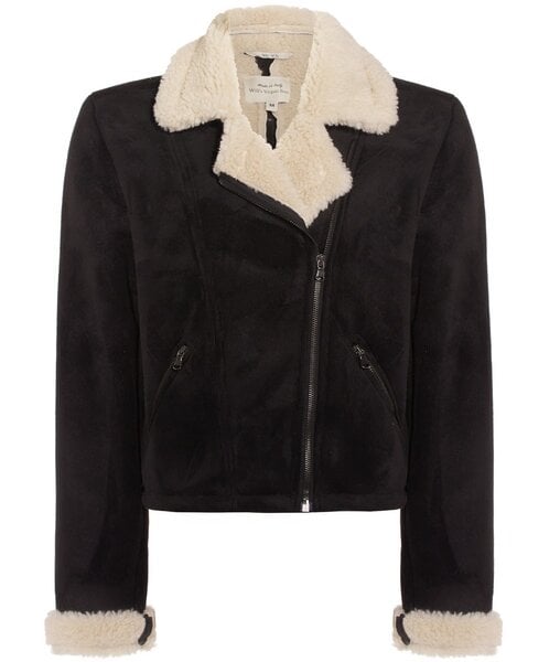 Will's Vegan Shop Recycelte Vegane Shearling Bomberjacke in schwarz von Will's Vegan Shop