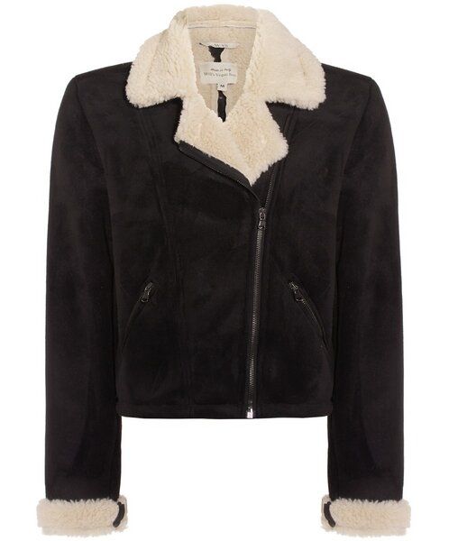 Will's Vegan Shop Recycelte Vegane Shearling Bomberjacke in schwarz von Will's Vegan Shop
