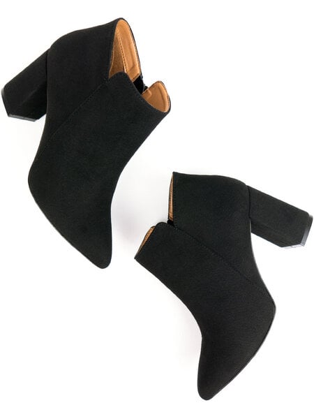 Will's Vegan Shop Spitz Zulaufende Stiefel Schwarz Veganes Wildleder Damen von Will's Vegan Shop