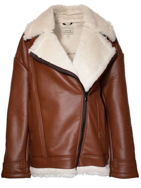 Will's Vegan Shop Übergroße Aviator-Jacke aus recyceltem veganem Shearling Herren von Will's Vegan Shop