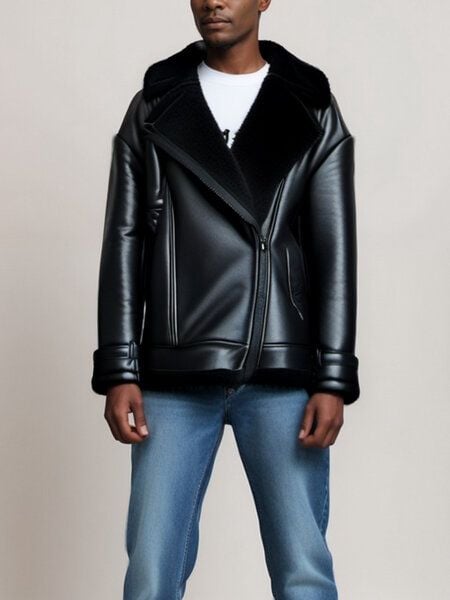 Will's Vegan Shop Übergroße Aviator-Jacke aus recyceltem veganem Shearling Herren Will's Vegan Shop Übergroße Aviator-Jacke aus recyceltem veganem Shearling Herren von Will's Vegan Shop