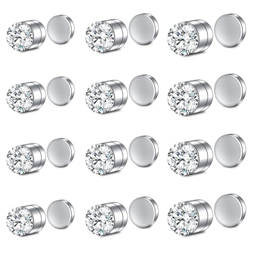 WillTen 12Pcs Fake Nose Stud Fake Nose Piercing, Fake Stud Ohrringe Lip Stud für Männer, Fake Nose Ring Fake Ohrringe Stud Non Piercing Nose Ring Clip auf Nase Septum Lip Ring für Frauen, Silber von WillTen