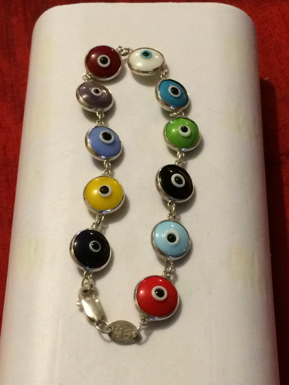 Multi Farbige "Böse Augen" Armband, 925 Silber, Aus Truthahn Multi Farbige "Böse Augen" Armband, 925 Silber, Aus Truthahn von WillYouAddToTheStory