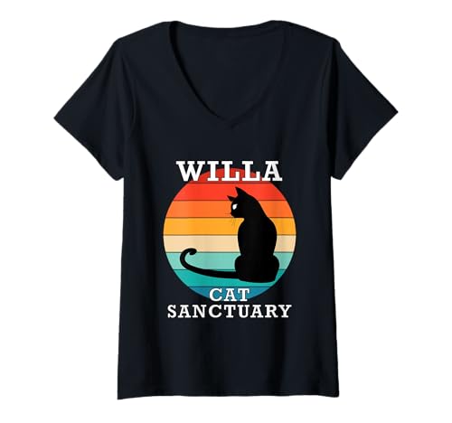 Damen Willa Cat Sanctuary Group Familientreffen Name T-Shirt mit V-Ausschnitt von Willa Matching Family Reunion T Shirt