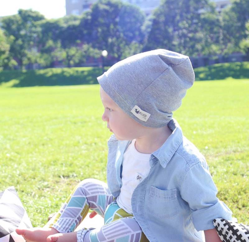 Unisex Baby/Kleinkind Jersey Slouchy Beanie Mütze, Uni Grau von WillbirdBaby