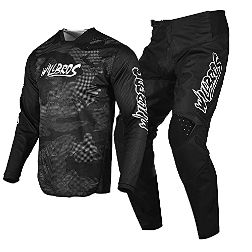 Willbros Jersey Hose Combo für Herren Damen Motocross Offroad Dirt Bike Powersports Protective Reiten Bundle (Jersey L/Pant W34) von Willbros