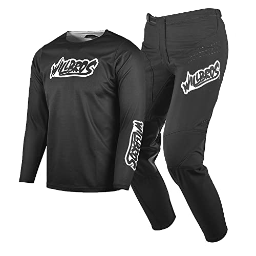 Willbros Jugend Jersey Hose Kombination Kinder MX Motocross Ausrüstungsset Rennbekleidung Off-road MTB ATV Motorrad Mädchen Schwarz YM von Willbros