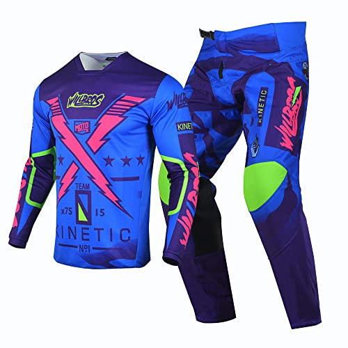 Willbros Motocross Jersey Hose Combo Herren Dreckiges Fahrrad Offroad MX Ausrüstungsset Reiten Rennbekleidung Frauen Erwachsene Violett (Jersey L Pants 34) von Willbros