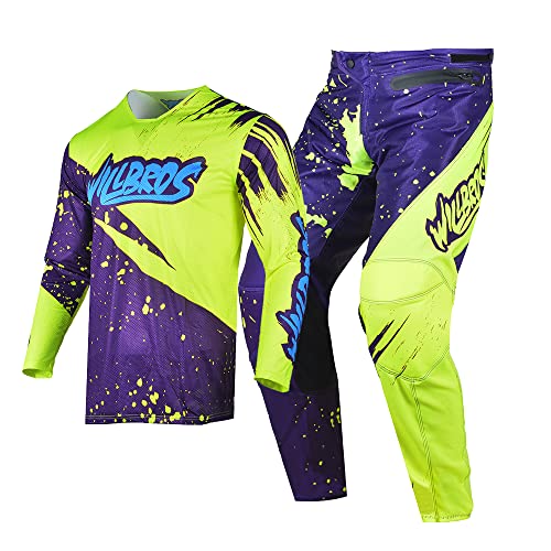 Willbros Motocross MX Getriebesatz Herren Jersey Hose Combo Offroad Dreckiges Fahrrad Anzug (Jersey Adult XL/Hoses W36) von Willbros