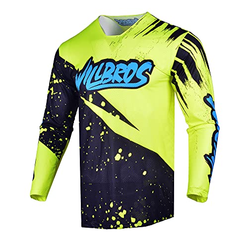 Willbros Mountainbike Jersey Sprint Downhill Off Road Motocross Radfahren Reiten Atmungsaktives Hemd Fahrrad Schwarz Gelb S von Willbros