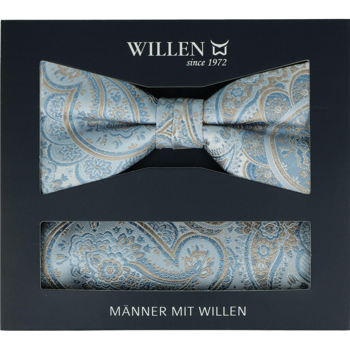 Willen - Schleife und Einstecktuch,Schleife blau,Schleife Hochzeit,Schleife Anzug,Schleife Hemd blau - Gr. - OS von Willen