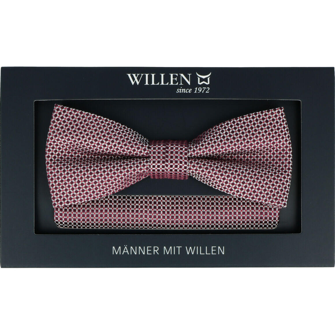 Willen - Schleife und Einstecktuch,Schleife blau,Schleife Hochzeit,Schleife Anzug,Schleife Hemd bordeaux - Gr. - OS von Willen