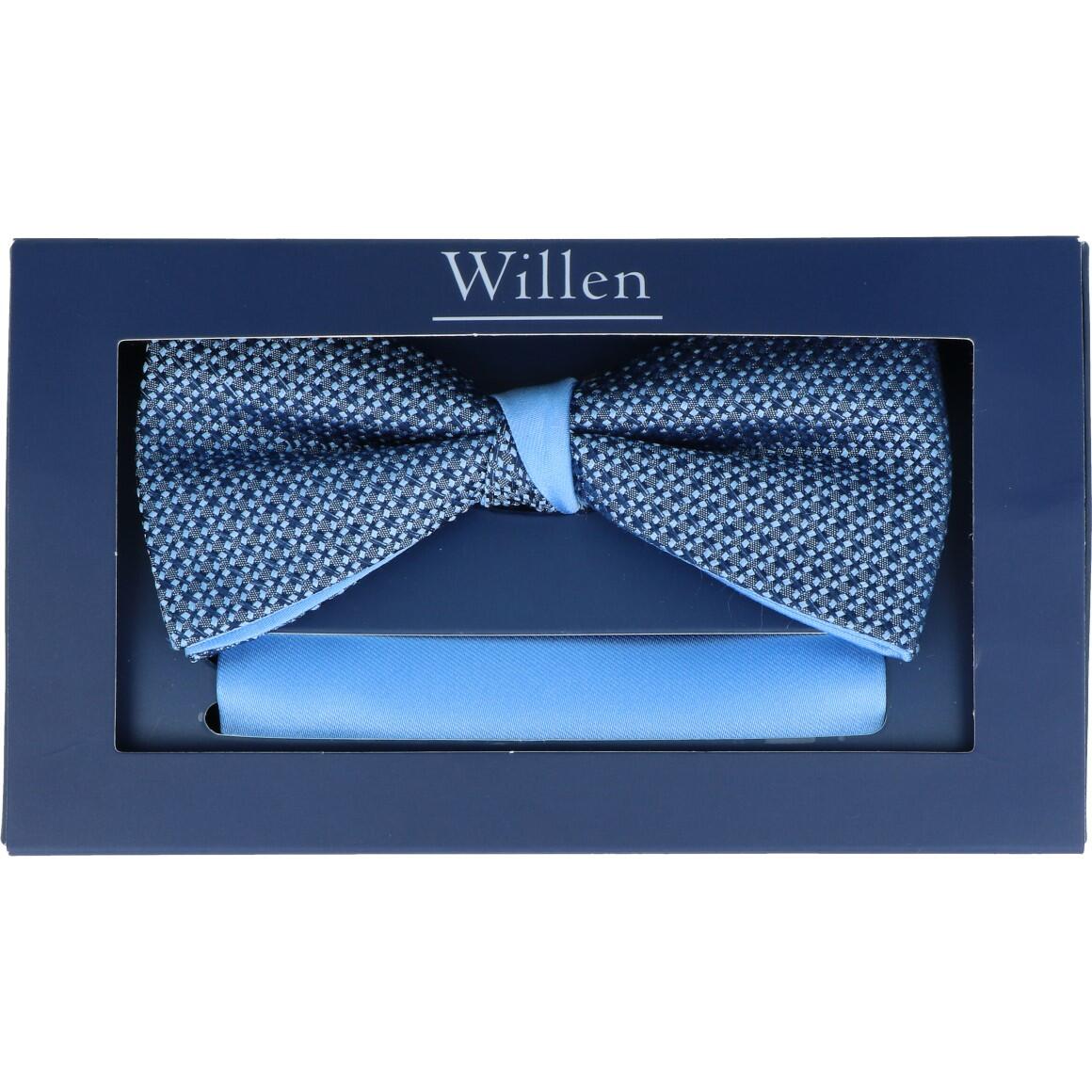 Willen - Schleife und Einstecktuch,Schleife blau,Schleife Hochzeit,Schleife Anzug,Schleife Hemd mittelblau - Gr. - OS von Willen