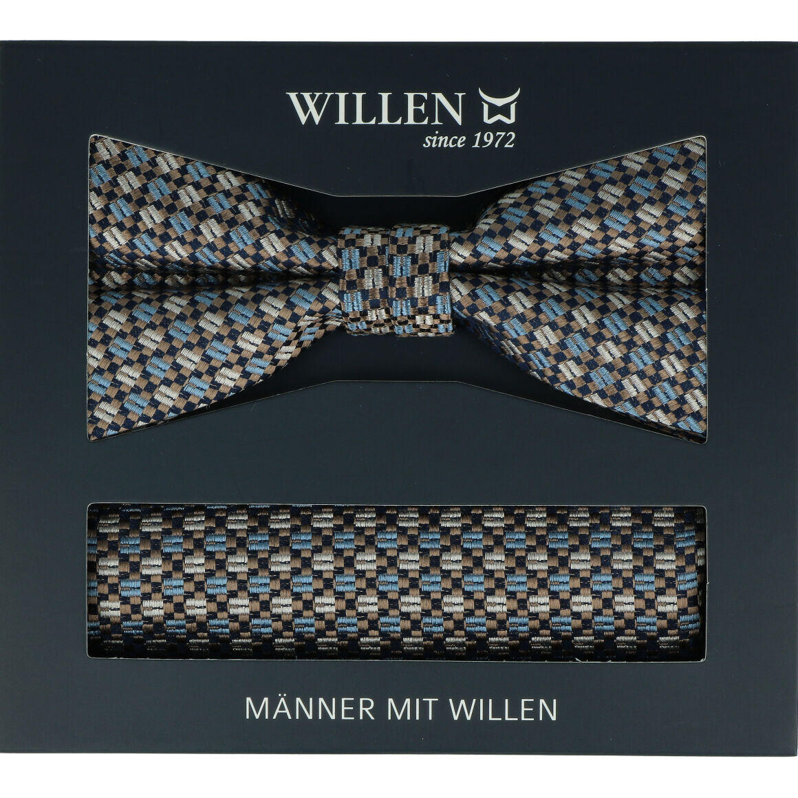 Willen - Schleife und Einstecktuch,Schleife blau,Schleife Hochzeit,Schleife Anzug,Schleife Hemd mittelblau - Gr. - OS von Willen