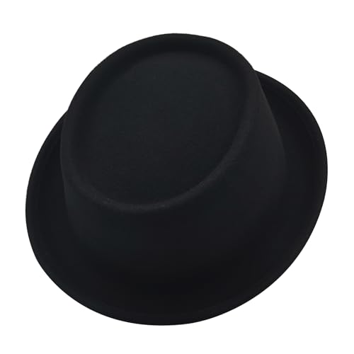 Pork Pie Herren Hut Damen Fedora Filzhut 100% Wolle Schwarz Trilby Hut von Willheoy