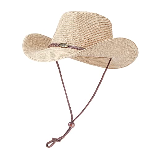 Willheoy Cowboyhut Strohhut Damen Herren Sonnenhut Sommer Strandhut Westernhut Panama Hut Unisex Cowboy Hut Faltbar Strohhut Krempe Sommerhut von Willheoy