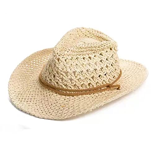 Willheoy Cowboyhut Strohhut Damen Herren Sonnenhut Sommer Strandhut Westernhut Panama Hut Unisex Cowboy Hut Faltbar Strohhut Krempe Sommerhut von Willheoy