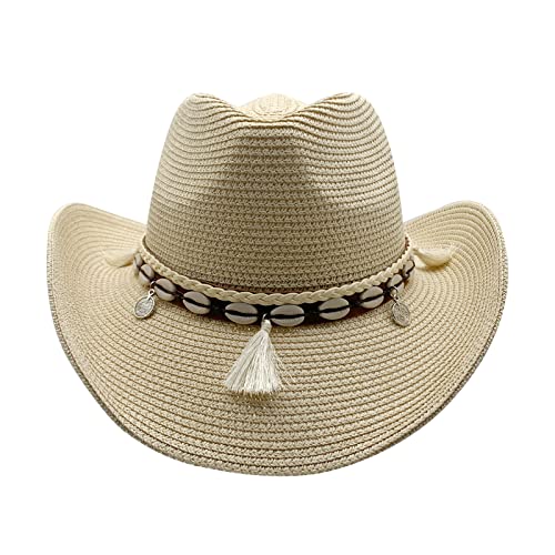 Willheoy Cowboyhut Strohhut Damen Herren Sonnenhut Sommer Strandhut Westernhut Panama Hut Unisex Cowboy Hut Faltbar Strohhut Krempe Sommerhut von Willheoy