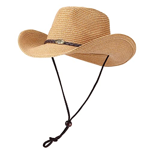 Willheoy Cowboyhut Strohhut Damen Herren Sonnenhut Sommer Strandhut Westernhut Panama Hut Unisex Cowboy Hut Faltbar Strohhut Krempe Sommerhut von Willheoy