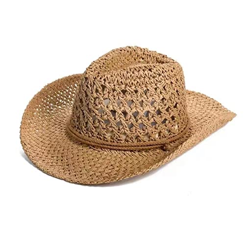 Willheoy Cowboyhut Strohhut Damen Herren Sonnenhut Sommer Strandhut Westernhut Panama Hut Unisex Cowboy Hut Faltbar Strohhut Krempe Sommerhut von Willheoy