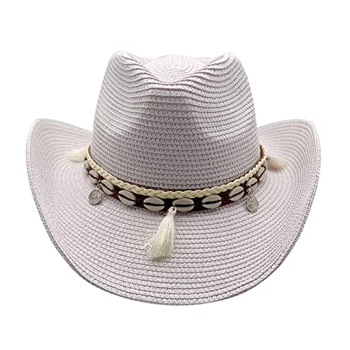 Willheoy Cowboyhut Strohhut Damen Herren Sonnenhut Sommer Strandhut Westernhut Panama Hut Unisex Cowboy Hut Faltbar Strohhut Krempe Sommerhut von Willheoy