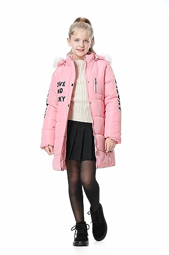 Willheoy Mädchen Wintermäntel Kind Daunenjacken mit Fell Kapuze Lang Winterjacke Winter Kälteschutz Daunenmantel Outwear für 3-14 Jahre von Willheoy