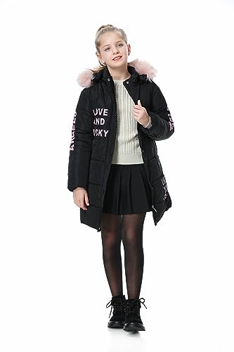 Willheoy Mädchen Wintermäntel Kind Daunenjacken mit Fell Kapuze Lang Winterjacke Winter Kälteschutz Daunenmantel Outwear für 3-14 Jahre von Willheoy