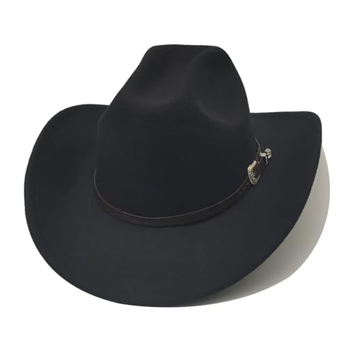 Willheoy Unisex Cowboyhut Schwarz Herren Cowgirl Kostüm Damen mit Band Werternhut Cowboyhut Fasching (A-Schwarz) von Willheoy