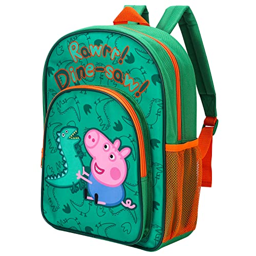 Peppa Pig Kinder-Rucksack, Schulrucksack, Reisetasche, mit seitlicher Netztasche und Reißverschlusstasche vorne von William Lamb