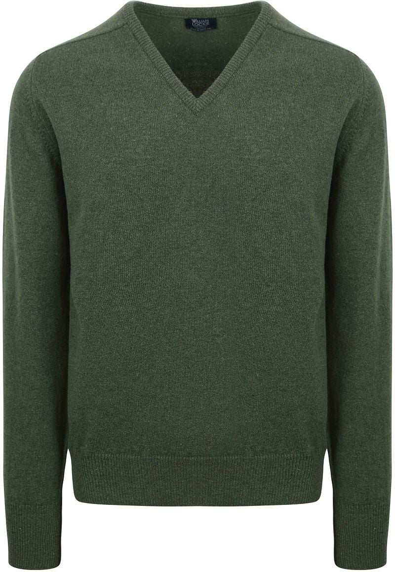 William Lockie V-Auschnitt Pullover Lammwolle Grün - Größe 3XL von William Lockie