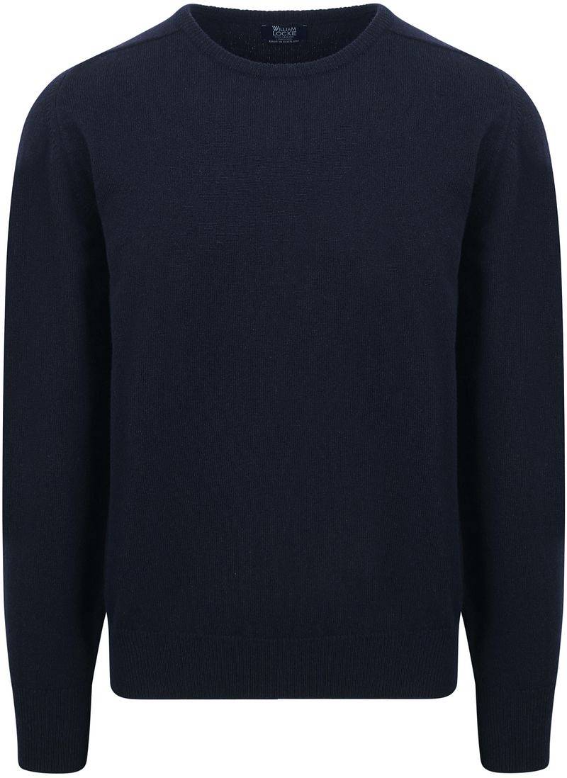 William Lockie O-Auschnitt Pullover Lammwolle Dunkelblau - Größe S von William Lockie