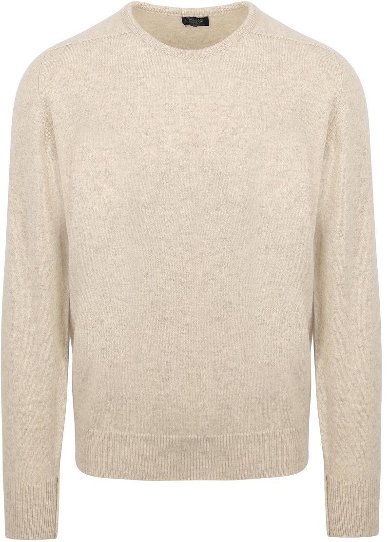 William Lockie O-Auschnitt Pullover Lammwolle Linen Beige - Größe L von William Lockie